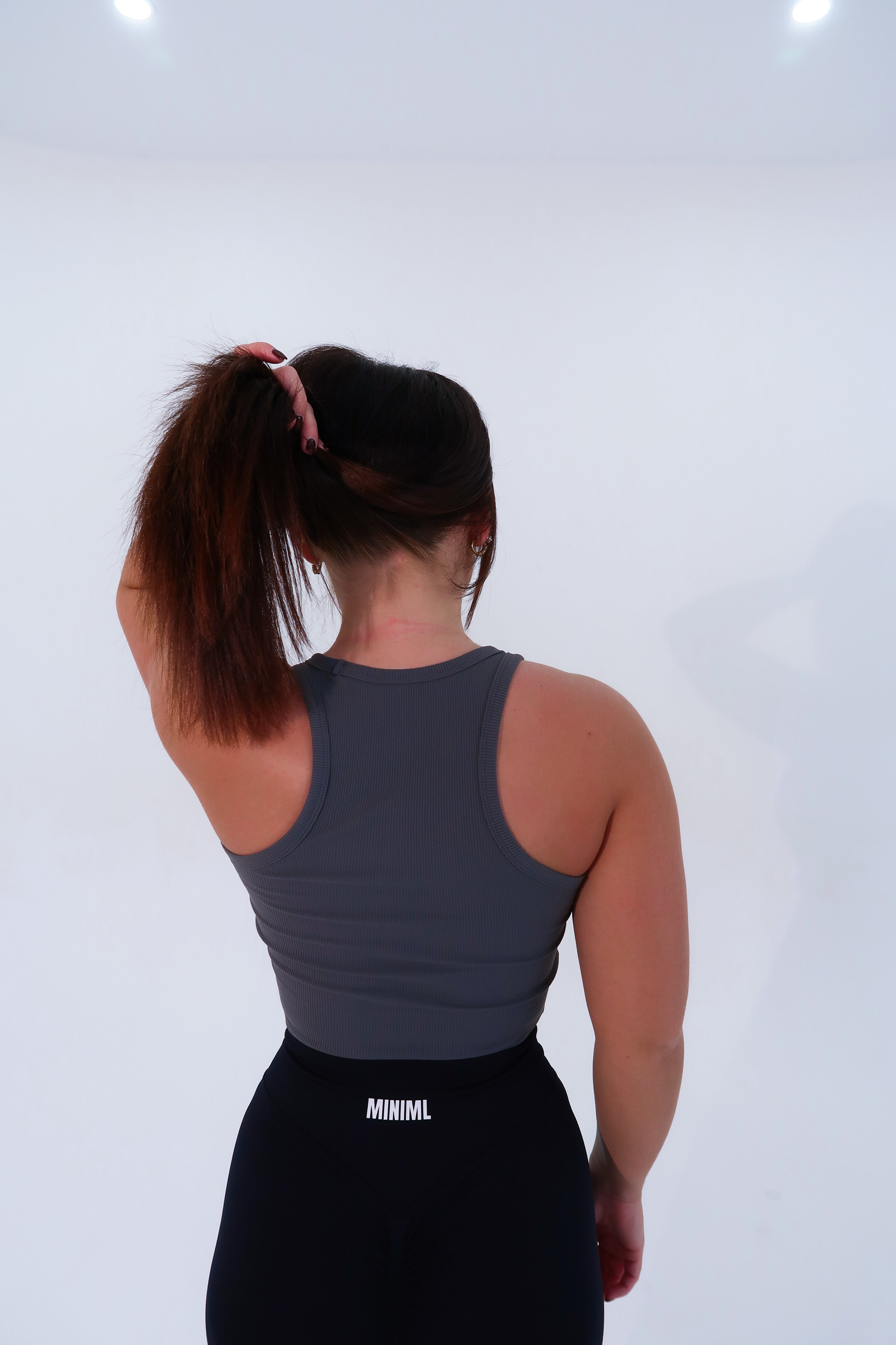 Midi Ribbed Tank - Charcoal