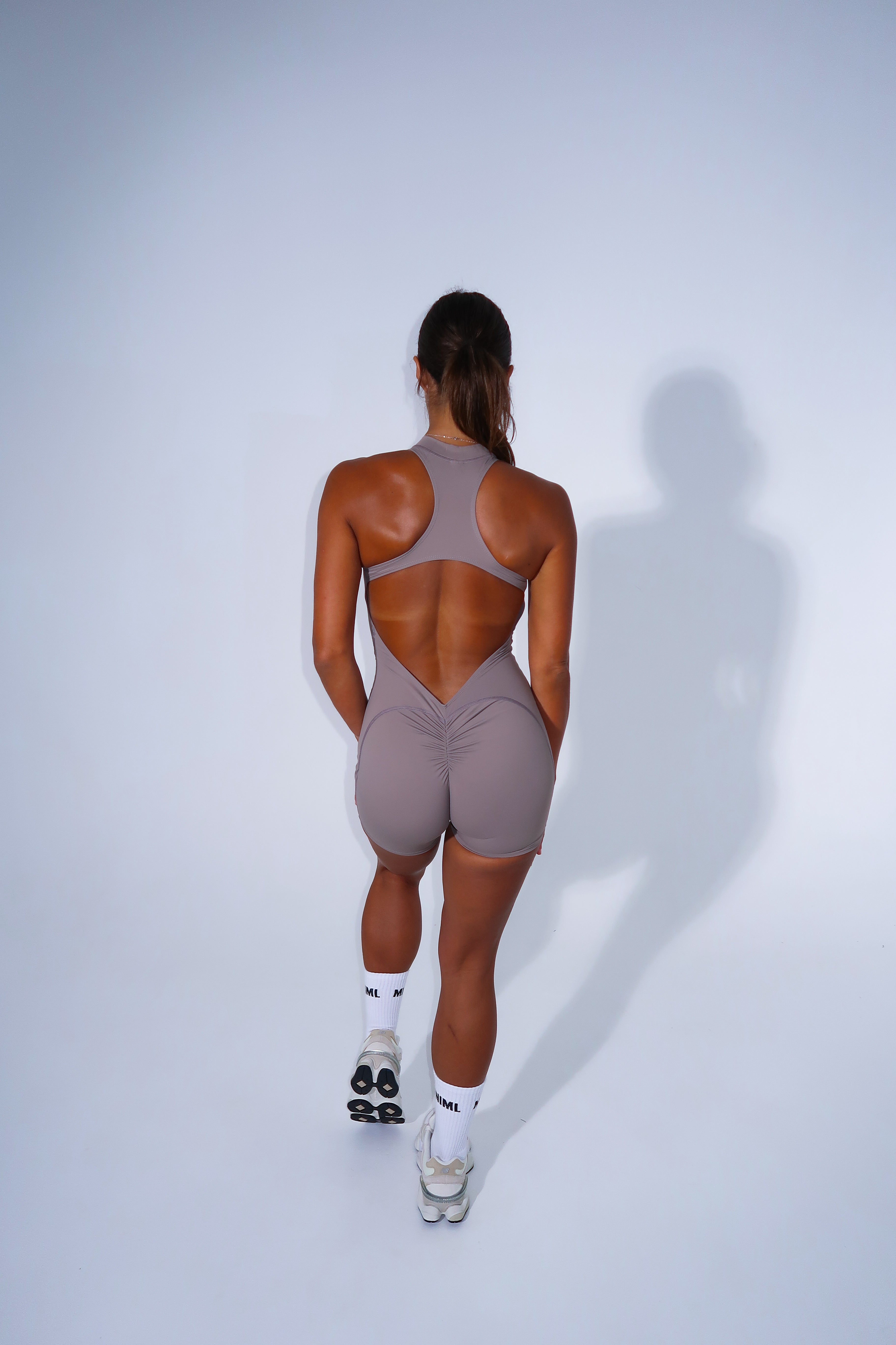 Zip Scrunch Jumpsuit - Taupe