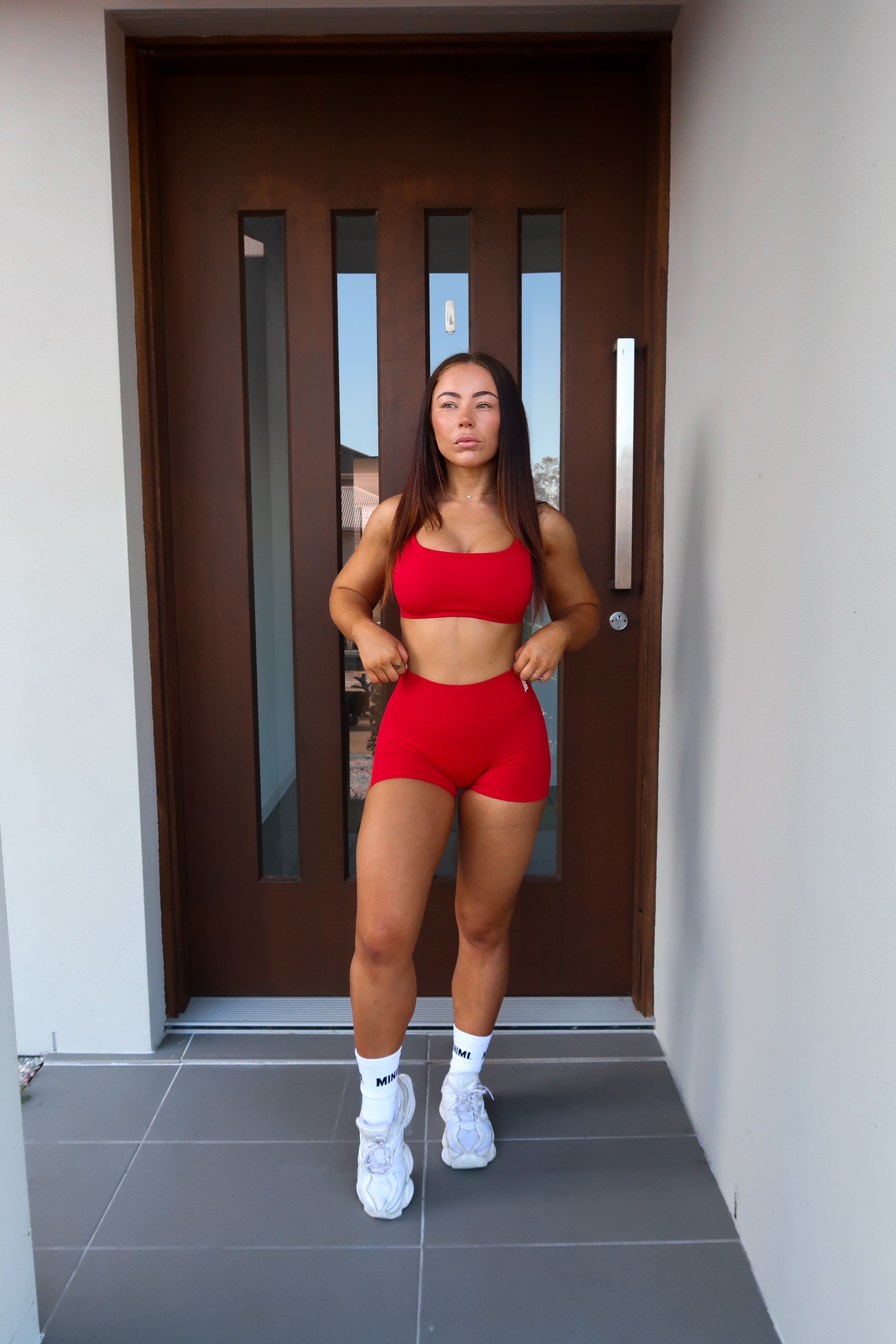 V Back Scrunch Short - Red