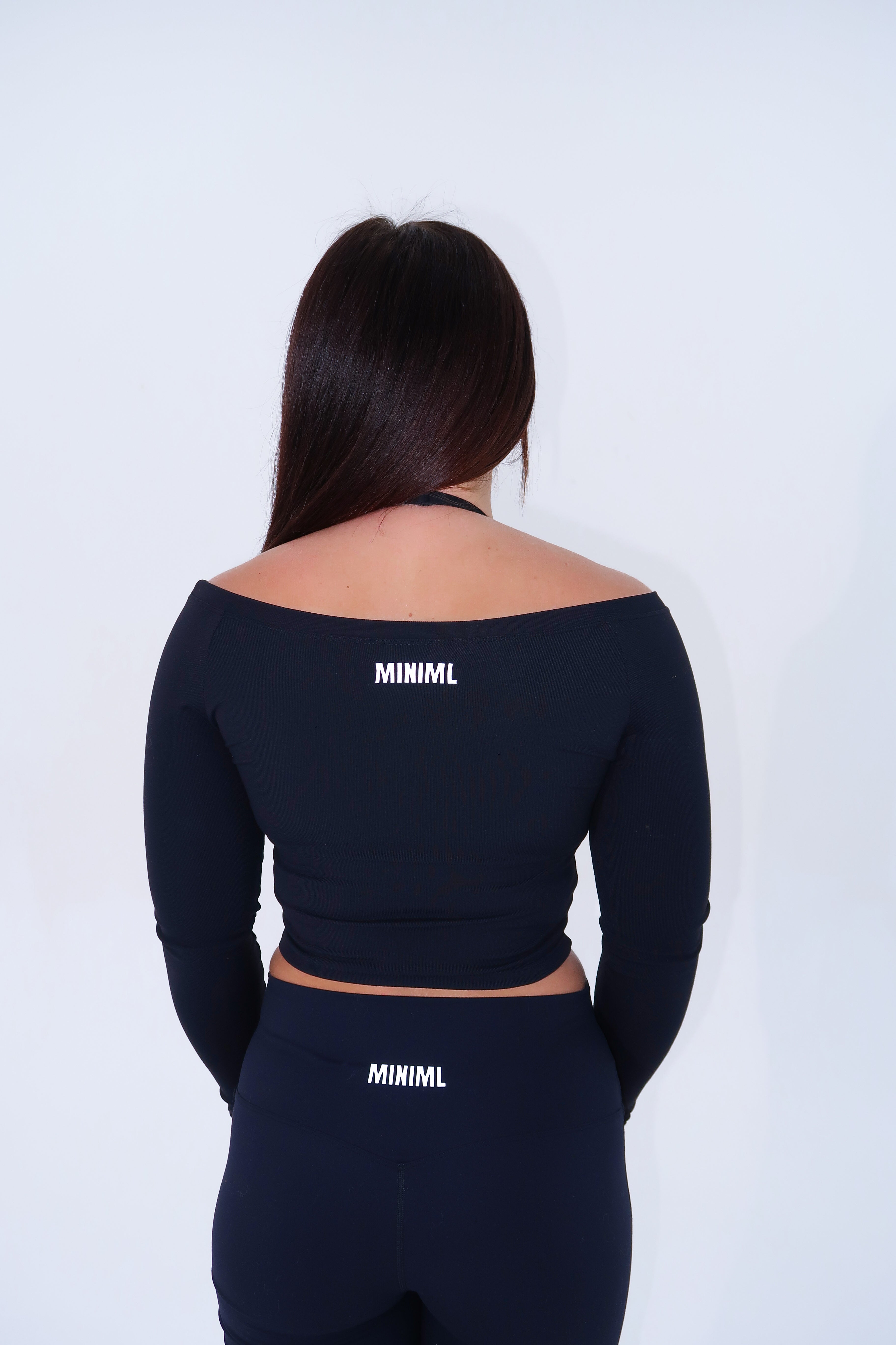 Ribbed Off Shoulder Long Sleeve - Black