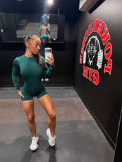 Core Long Sleeve Scrunch Jumpsuit - Emerald