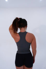 Full Length Ribbed Tank - Charcoal