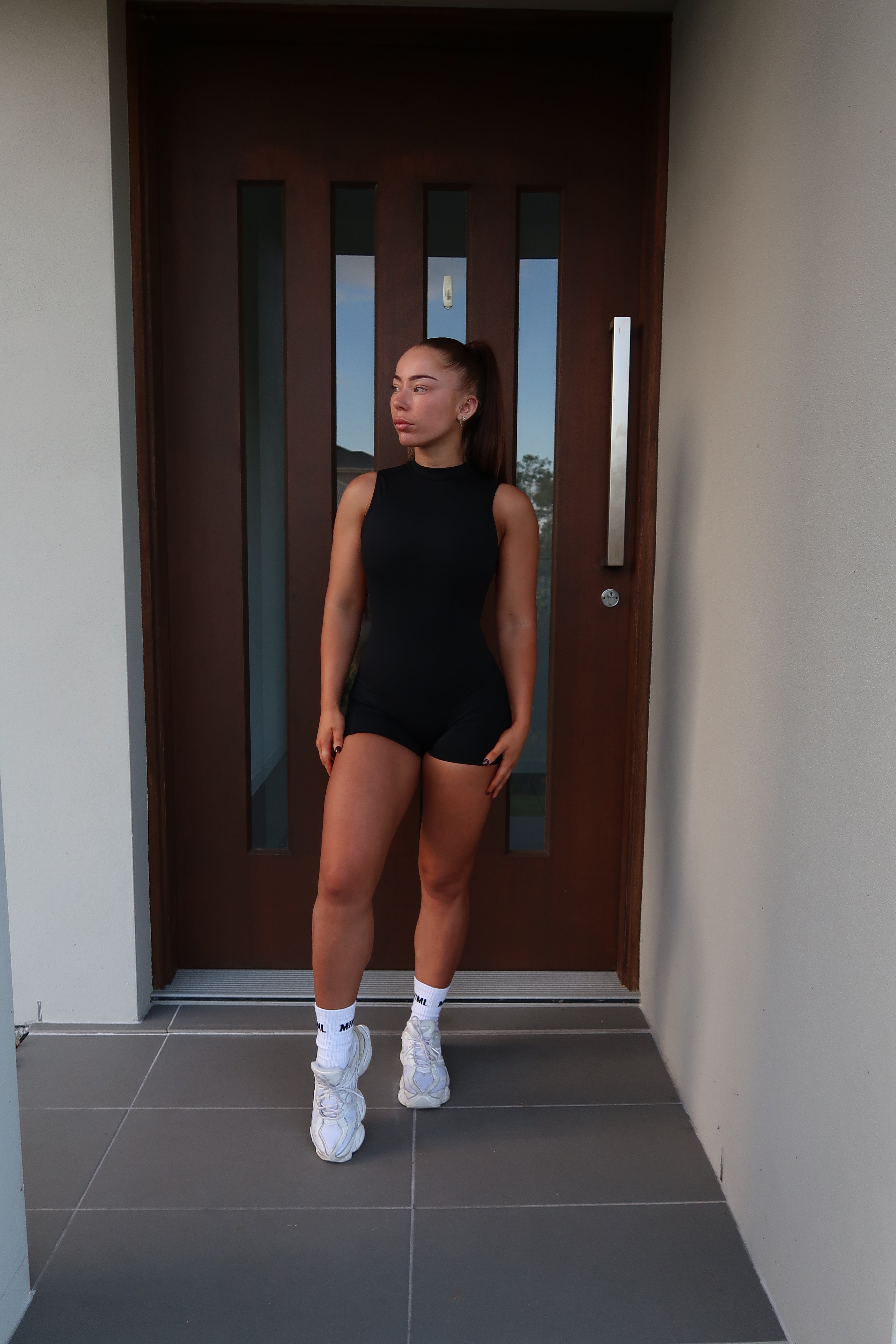 Backless Scrunch Jumpsuit - Black