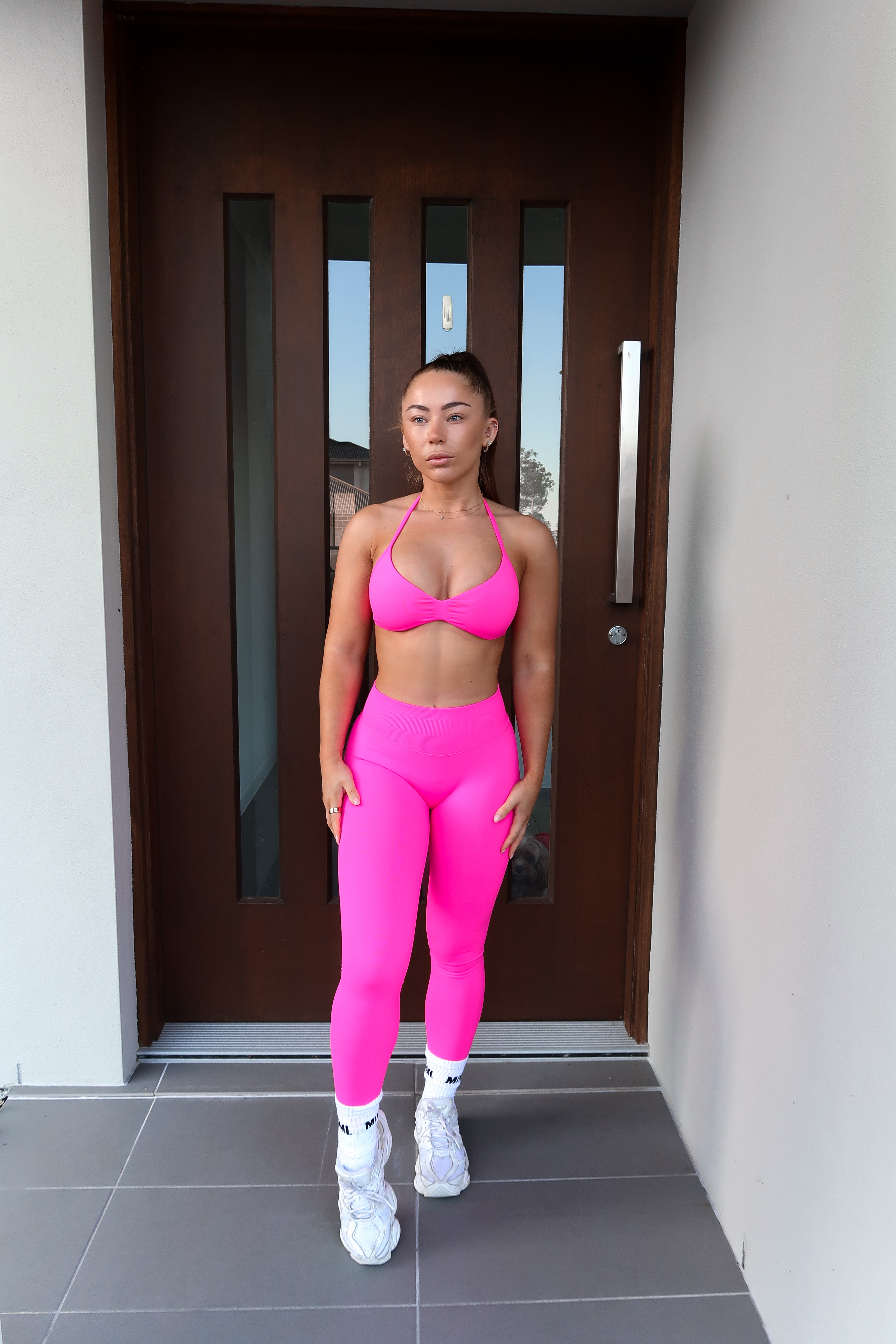 Core Scrunch Tights - Neon Pink