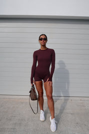 Core Long Sleeve Scrunch Jumpsuit - Plum