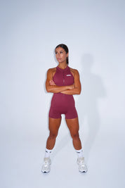 Zip Scrunch Jumpsuit - Maroon