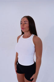 Full Length Ribbed Tank - White