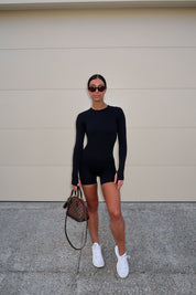 Core Long Sleeve Scrunch Jumpsuit - Black