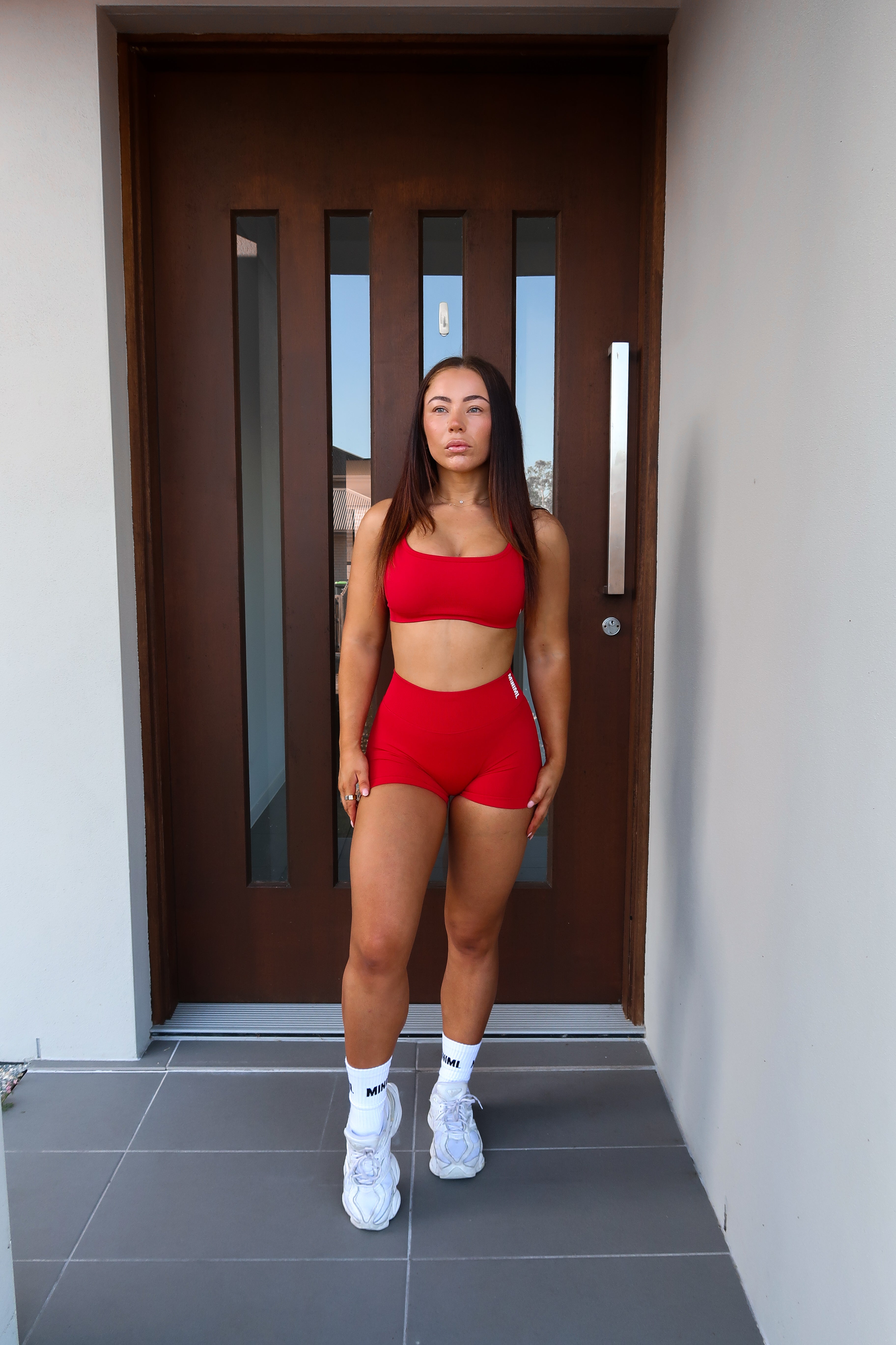 V Back Scrunch Short - Red