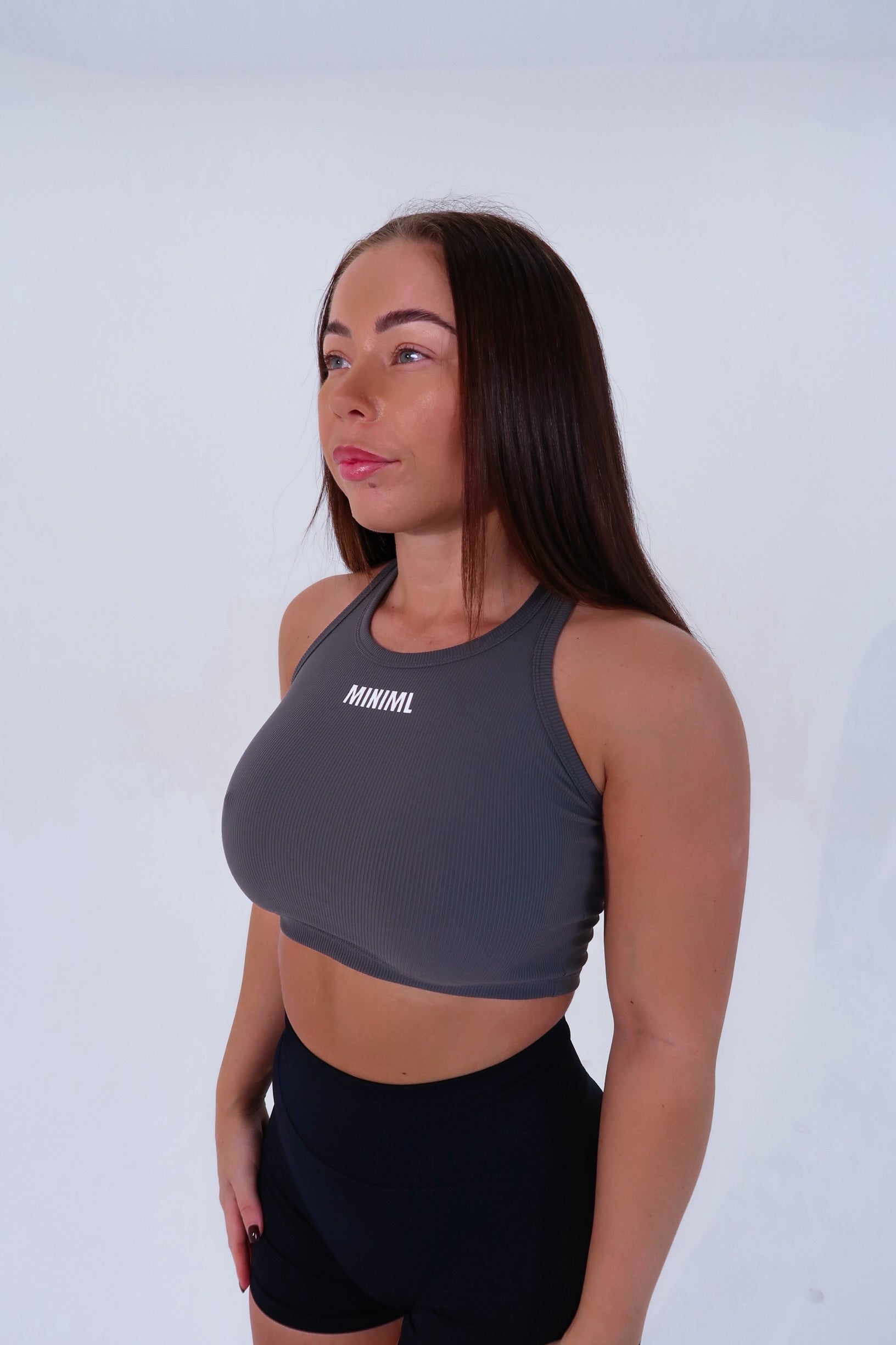 Mini Ribbed Tank - Charcoal