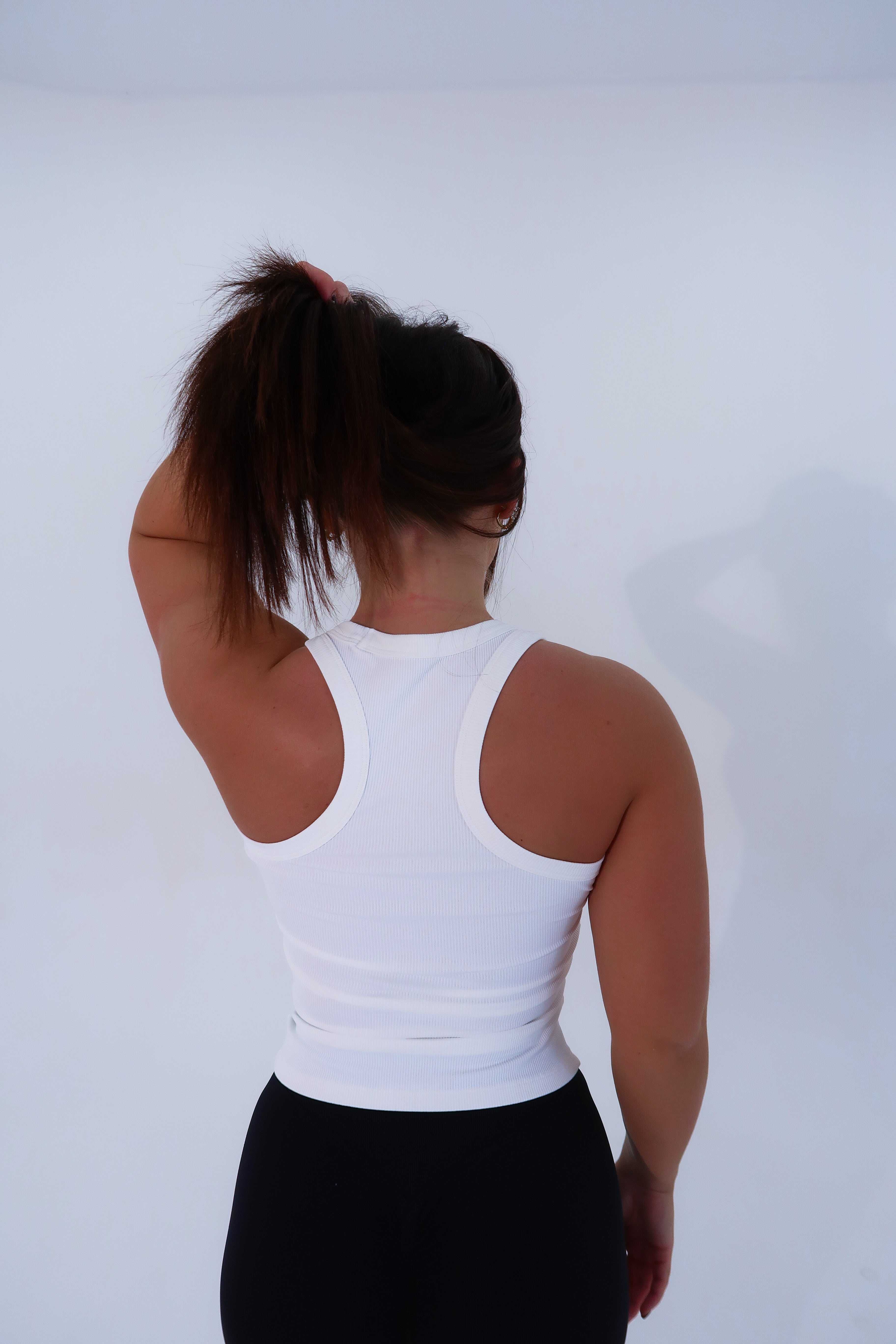 Full Length Ribbed Tank - White