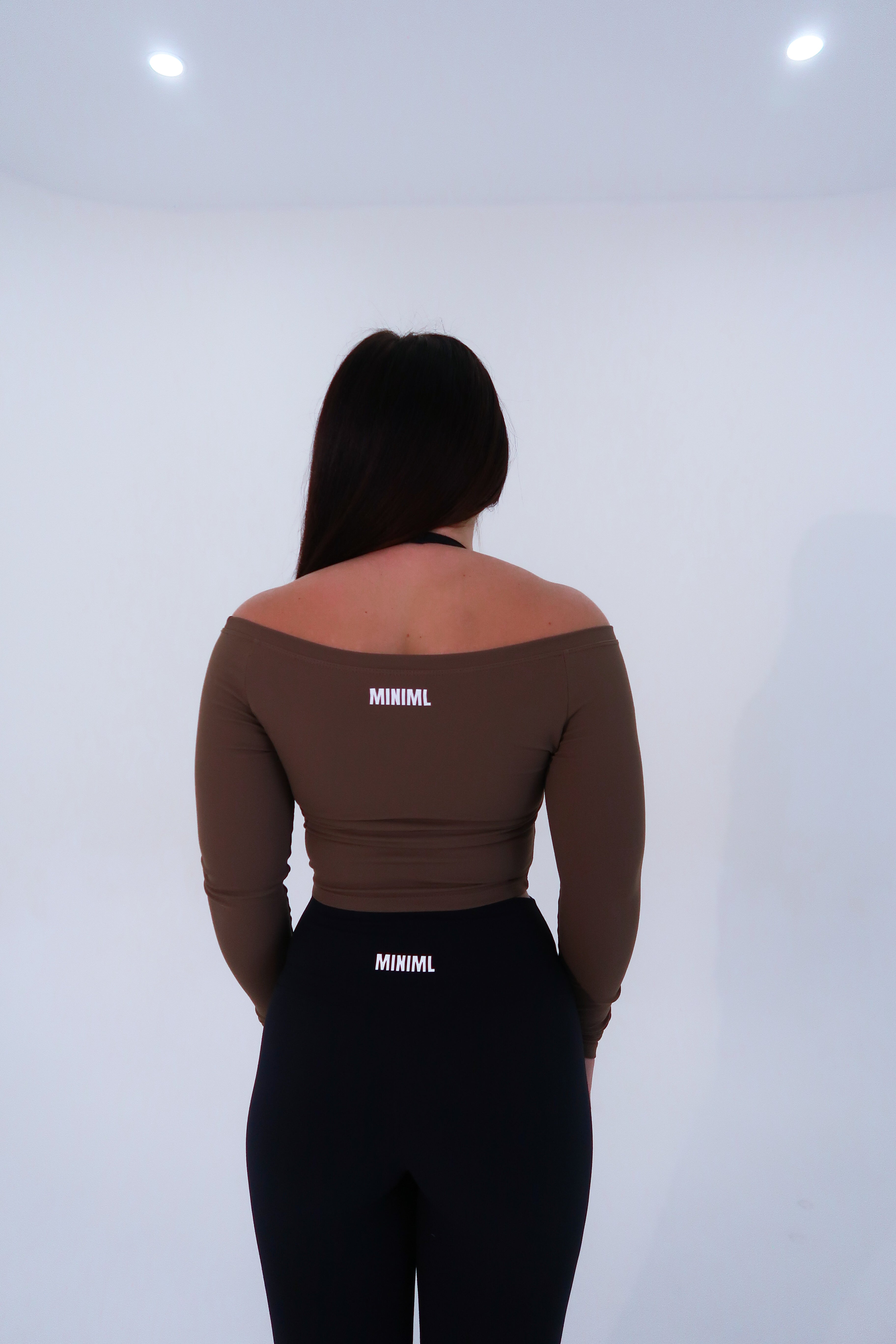 Ribbed Off Shoulder Long Sleeve - Mocha