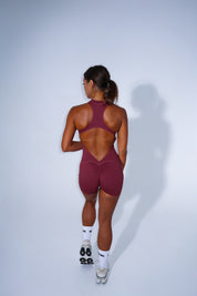Zip Scrunch Jumpsuit - Maroon