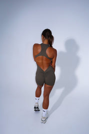 Zip Scrunch Jumpsuit - Khaki