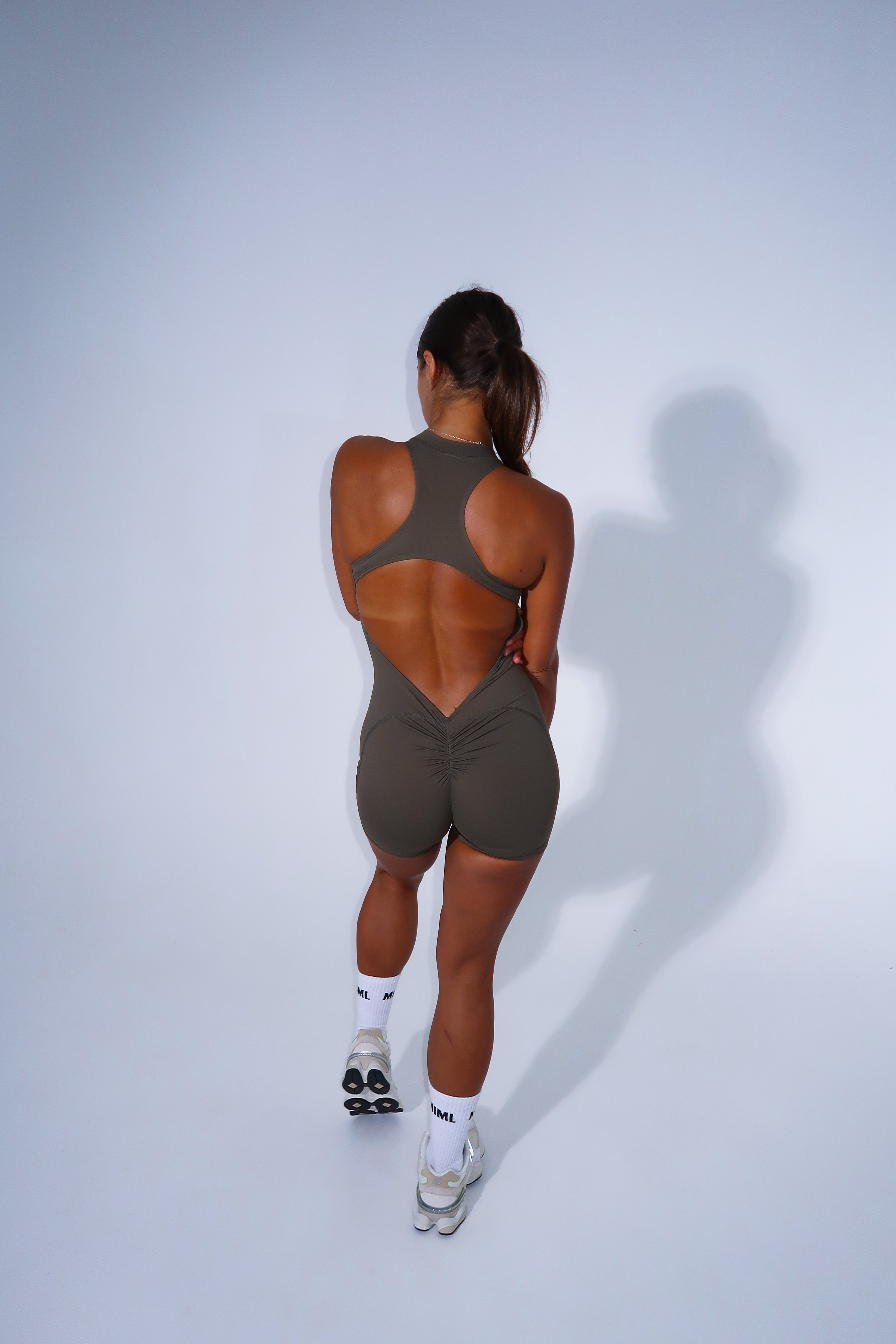 Zip Scrunch Jumpsuit - Khaki