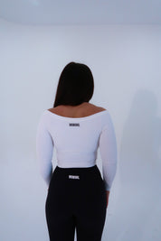 Ribbed Off Shoulder Long Sleeve - White
