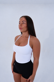 Essentials Scoop Halter Tank - White