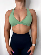 Chloe Twist Bra - Sage