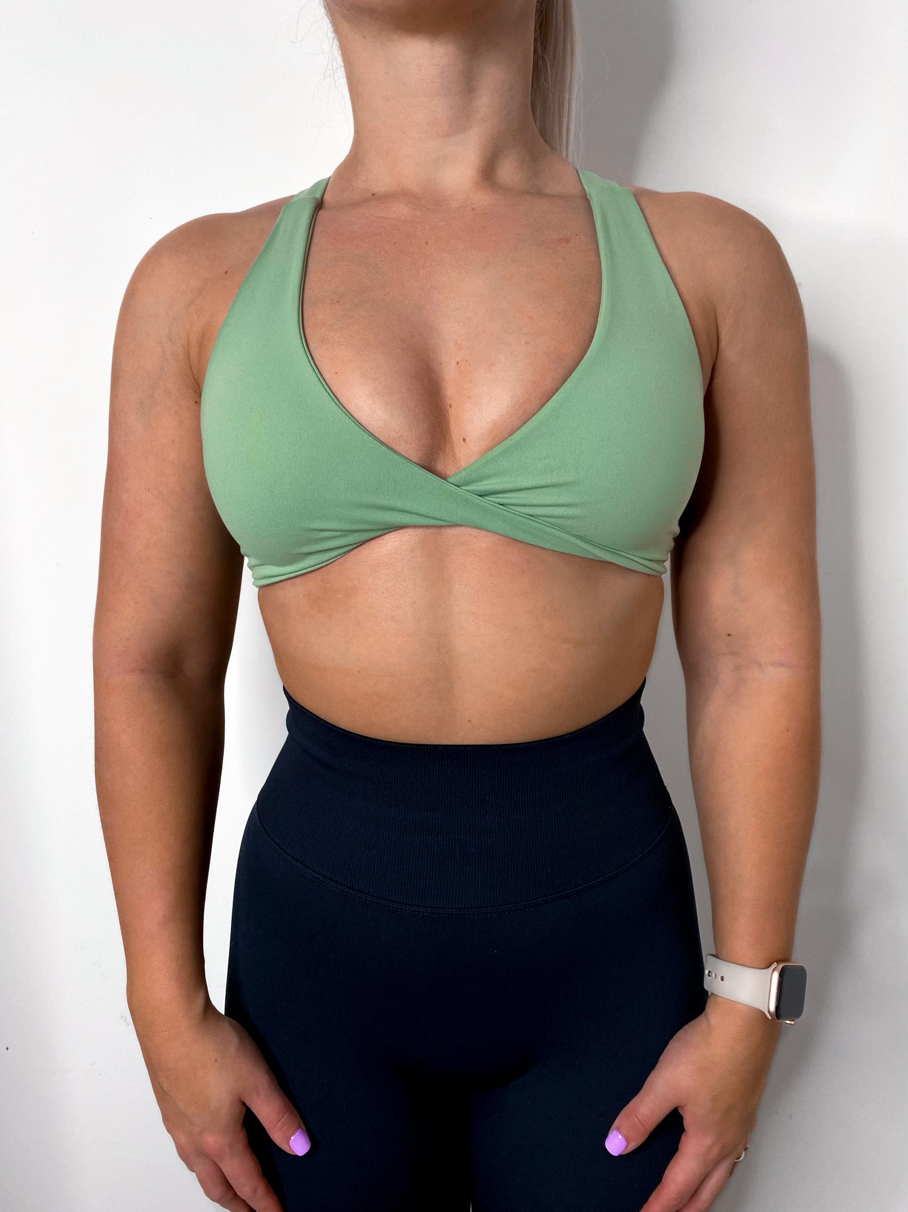 Chloe Twist Bra - Sage